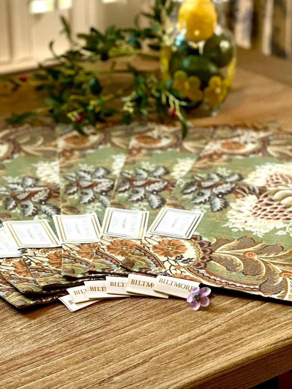 Biltmore Fall Tapestry Floral Jacquard Placemats Set of 6 NWT
